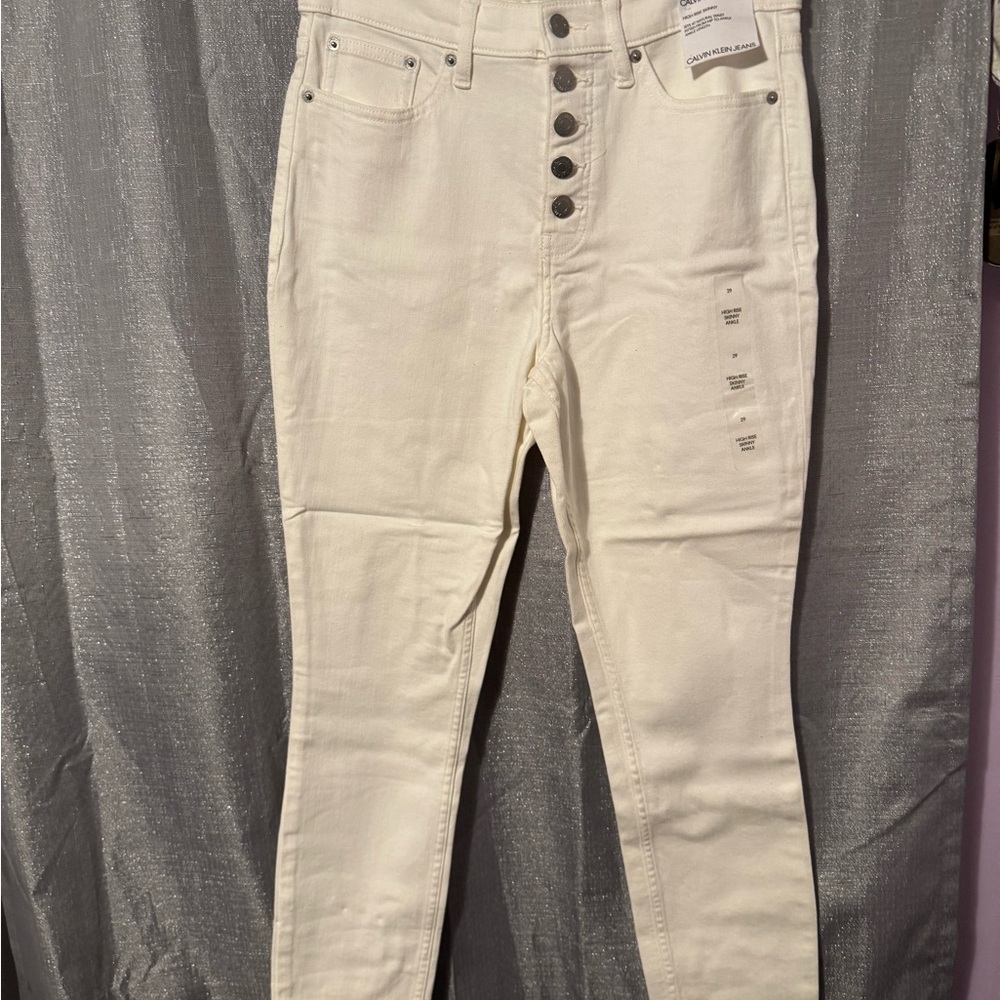 Calvin Klein White Skinny High-Waisted Jeans